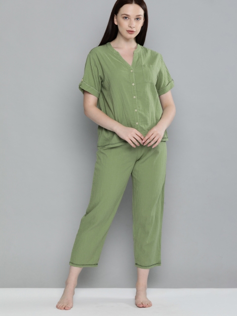 

Chemistry Women Green Solid Night suit