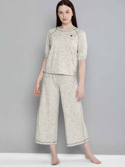 

Chemistry Women Off-White Solid Night suit