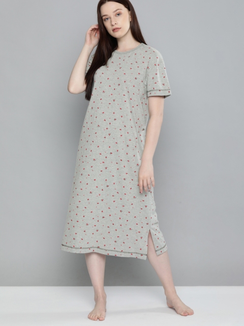 

Chemistry Grey Melange Printed Nightdress