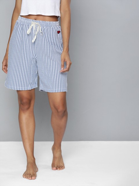 

Chemistry Women Blue & White Striped Shorts