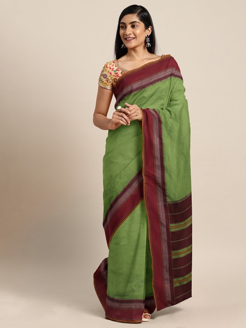 

aamna Green Polycotton Solid Narayan Peth Saree