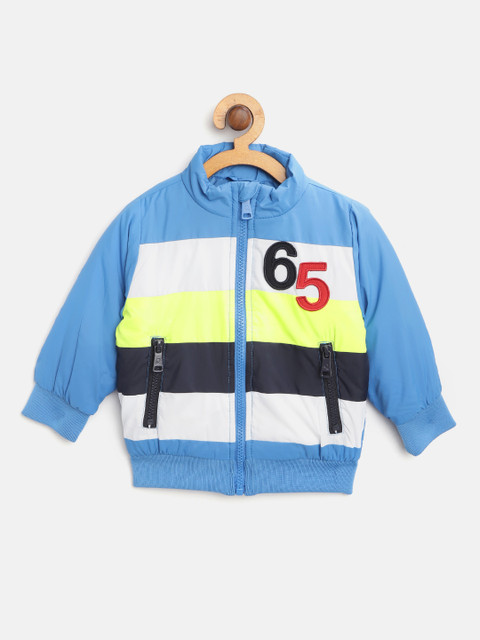 

United Colors of Benetton Boys Blue & White Colourblocked Bomber Jacket