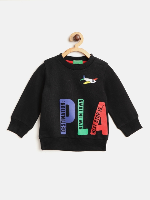 

United Colors of Benetton Boys Black & Blue Printed Sweatshirt