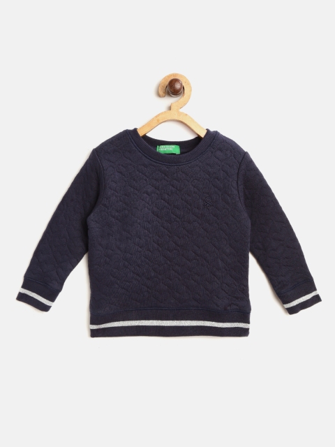 

United Colors of Benetton Girls Navy Blue Heart Quilted Sweatshirt