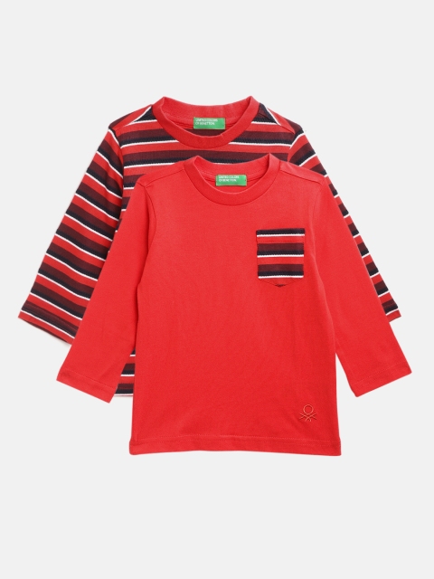

United Colors of Benetton Boys Pack Of 2 Red Round Neck T-shirts