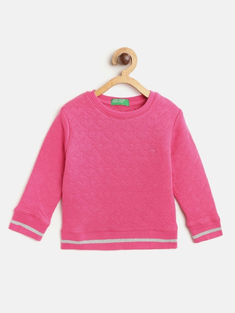 

United Colors of Benetton Girls Pink Heart Quilted Sweatshirt