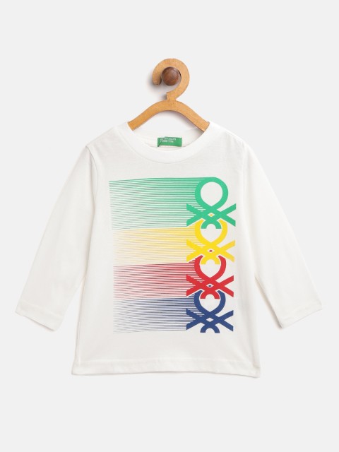

United Colors of Benetton Boys White Striped Round Neck T-shirt