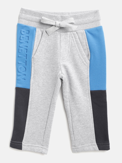 

United Colors of Benetton Boys Grey Melange & Blue Colourblocked Track Pants