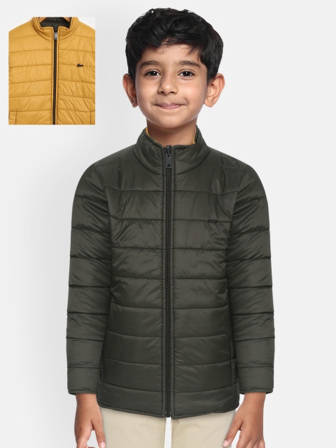 

Okane Boys Mustard Yellow & Olive Green Solid Reversible Padded Jacket