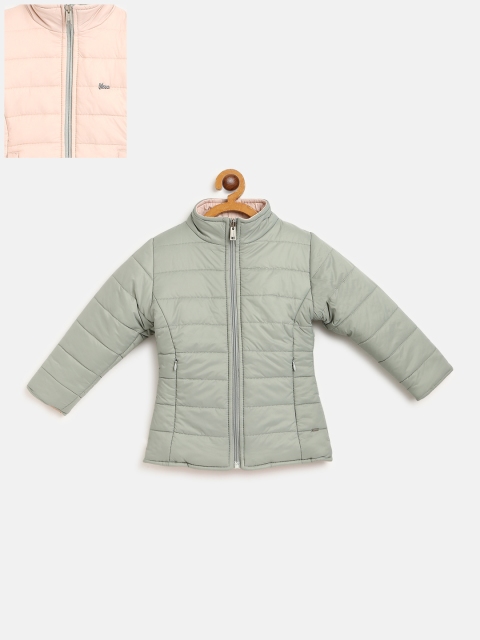 

Okane Girls Green & Pink Solid Reversible Padded Jacket