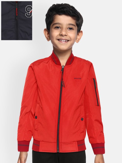 

Okane Boys Red & Navy Solid Reversible Bomber Jacket