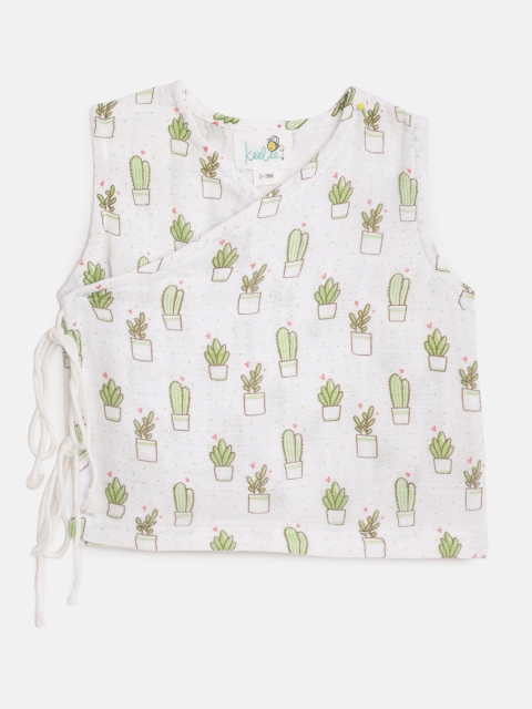 

Keebee Infant Baby White & Green Printed Organic Cotton Jabla