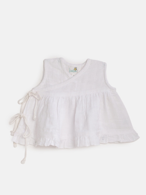 

Keebee Infant Girls White Solid Organic Cotton Sustainable Wrap Jhabla Dress