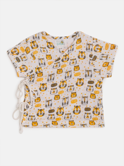 

Keebee Infant Boy White & Yellow Printed Organic Cotton Jabla