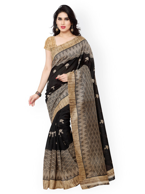 

Saree mall Black Embroidered Art Silk Saree
