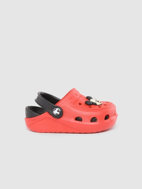 

YK Disney Boys Red & Black Solid Clogs with Cut-Outs