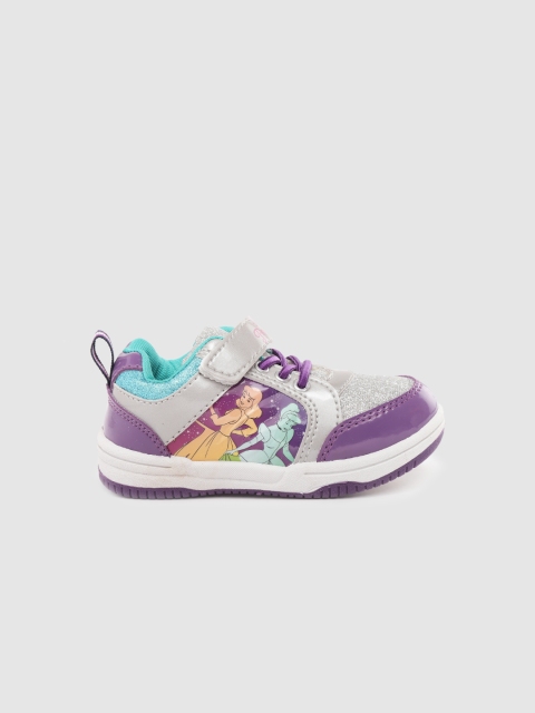 

YK Disney Girls Purple & Silver-Toned Shimmer Cinderella Printed Sneakers