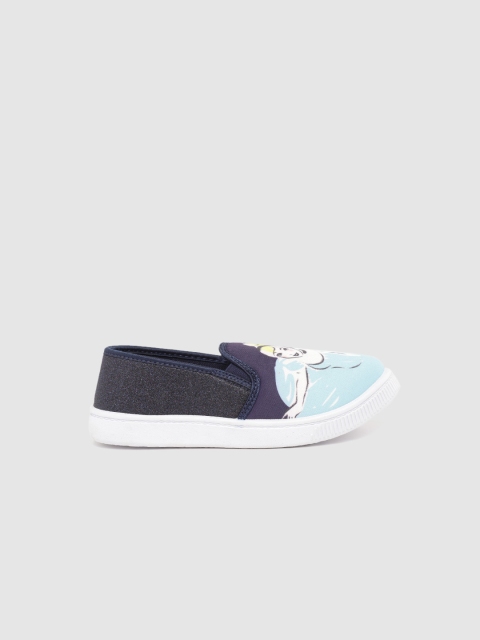 

YK Disney Girls Blue & Purple Glitter Slip-On Sneakers with Frozen Print Detail