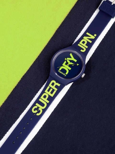 

Superdry Men Blue & Lime Green Urban Brand Fluoro Analogue Watch SYG189UN