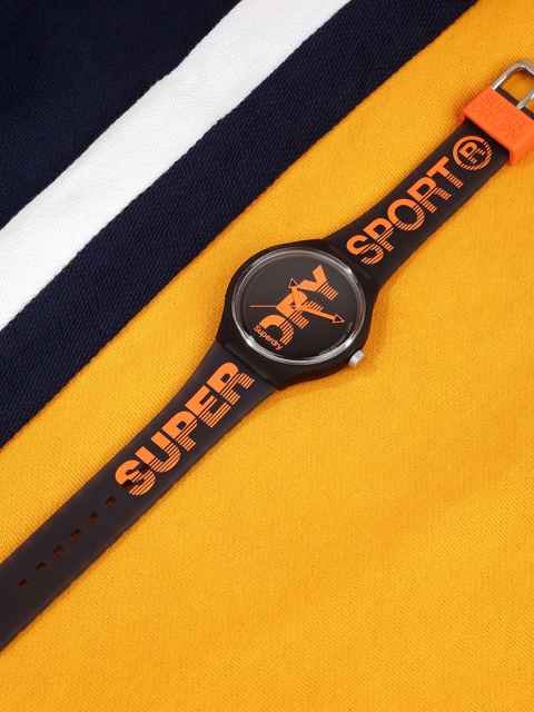 

Superdry Men Black & Orange Analogue Urban Xl Sport Watch SYG189BO