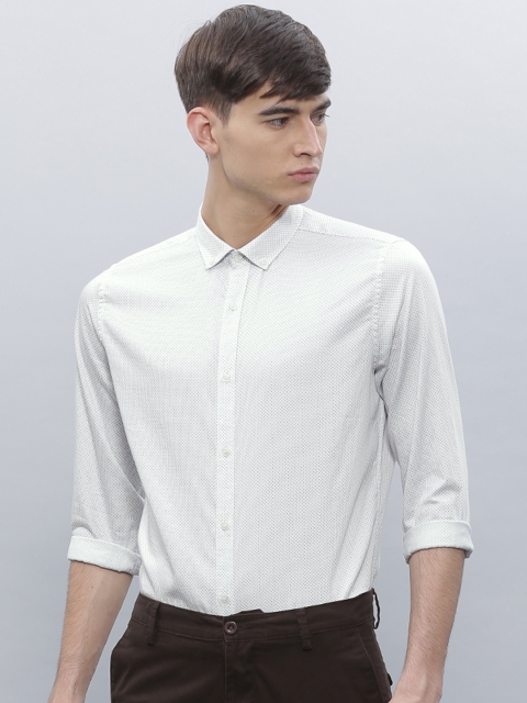 

ether WHITE ANTI MICROBIAL PRINTED Slim Fit SHIRT