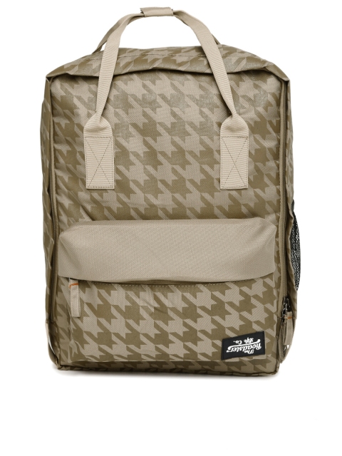 

Roadster Unisex Beige & Olive Green Printed Backpack