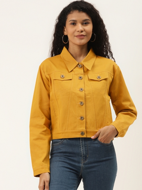 

Style Quotient Women Mustard Yellow Solid Denim Jacket