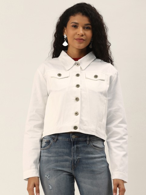 

Style Quotient Women White Solid Denim Jacket