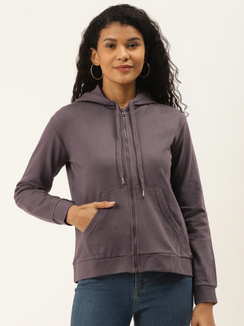 

Style Quotient Women Purple Solid Hooded Sweatshirt