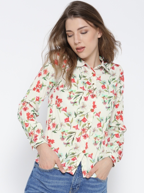 

Vero Moda Off-White Polyester Floral Print Shirt