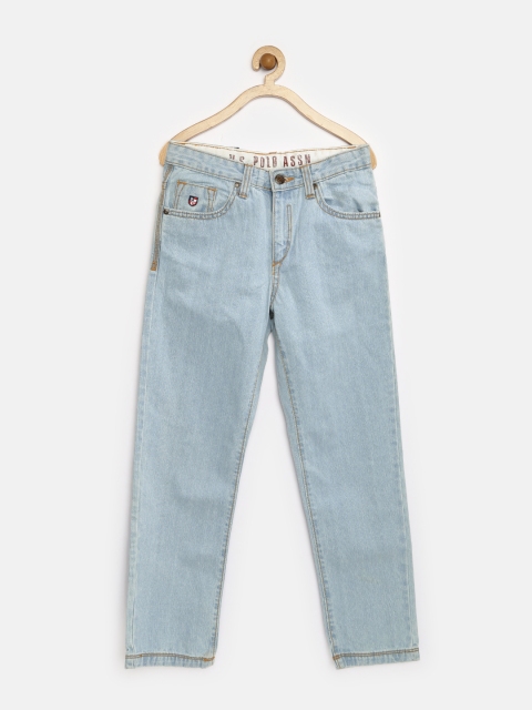 

U.S. Polo Assn. Kids Boys Blue Washed Mid-Rise Clean Look Regular Fit Jeans