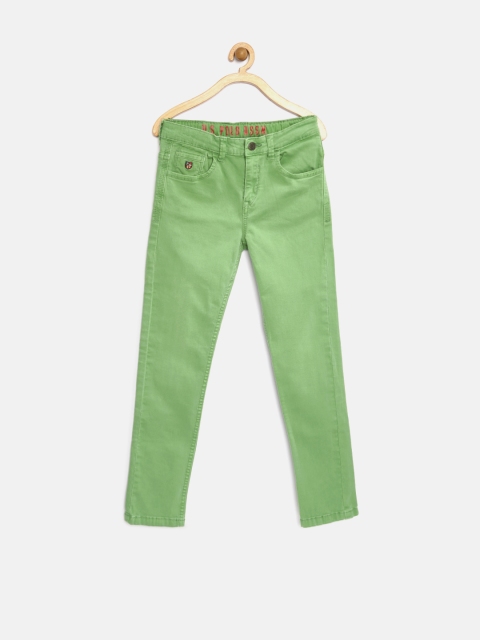 

U.S. Polo Assn. Kids Boys Green Solid Mid-Rise Clean Look Regular Fit Coloured Jeans