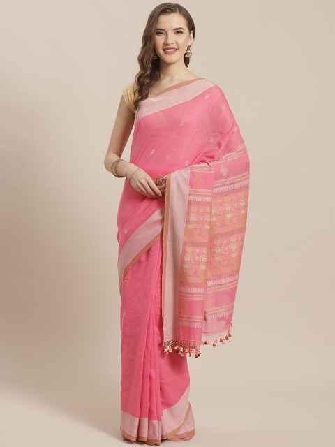 

ADITRI Pink Pure Cotton Woven Design Saree