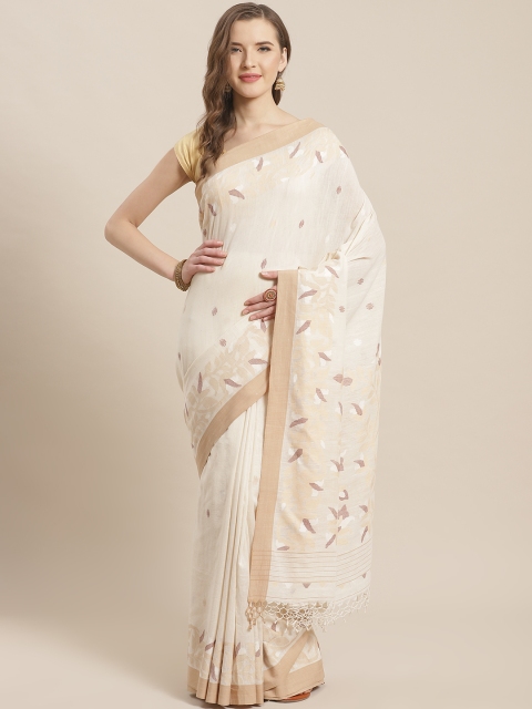 

ADITRI Off-White Pure Cotton Woven Design Jamdani Saree