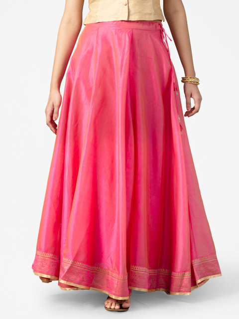 

Fabindia Women Pink Solid Maxi Skirt