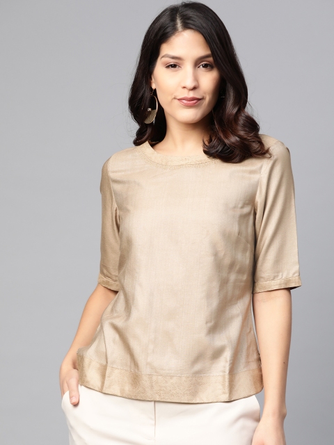

Fabindia Women Beige Solid Top
