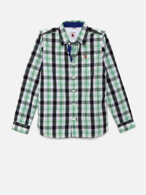 

U.S. Polo Assn. Kids Boys Green Regular Fit Checked Casual Shirt