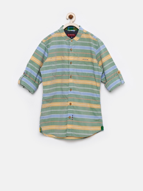 

U.S. Polo Assn. Kids Boys Green Striped Shirt