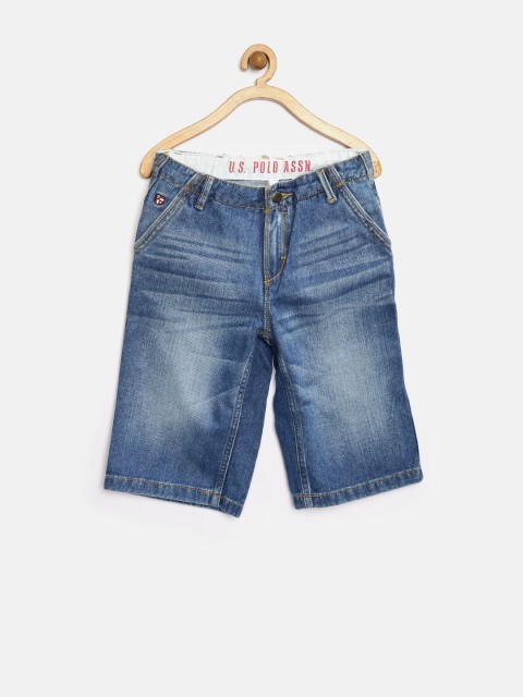 

U.S. Polo Assn. Kids Boys Blue Washed 3/4th Denim Shorts