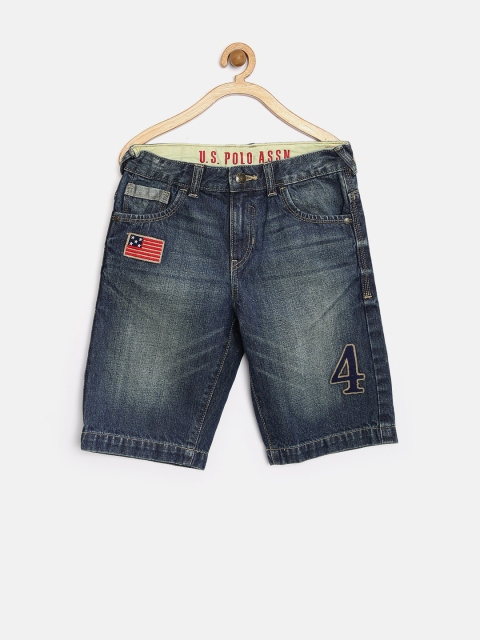 

U.S. Polo Assn. Kids Boys Blue Washed 3/4th Denim Shorts