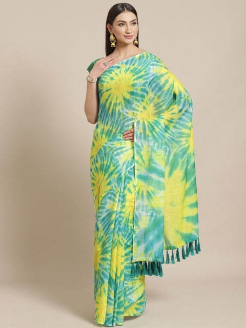 

VASTRANAND Green & Yellow Dyed Effect Saree