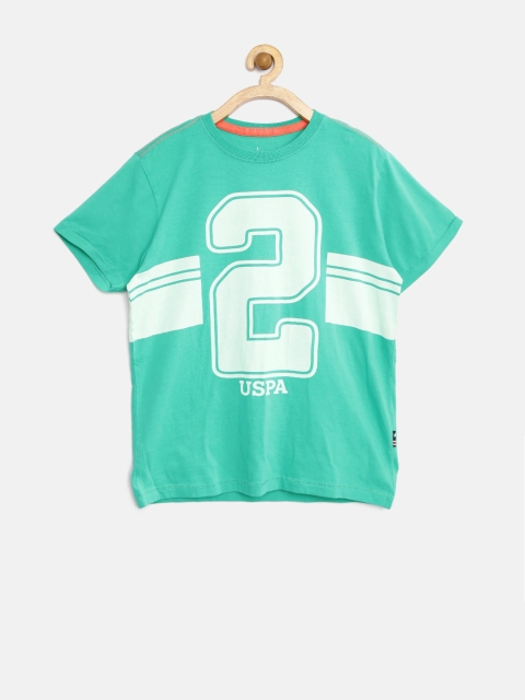 

U.S. Polo Assn. Kids Boys Green Printed T-shirt