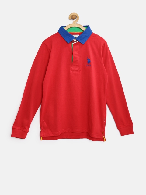 

U.S. Polo Assn. Boys Red Solid Polo Collar T-shirt