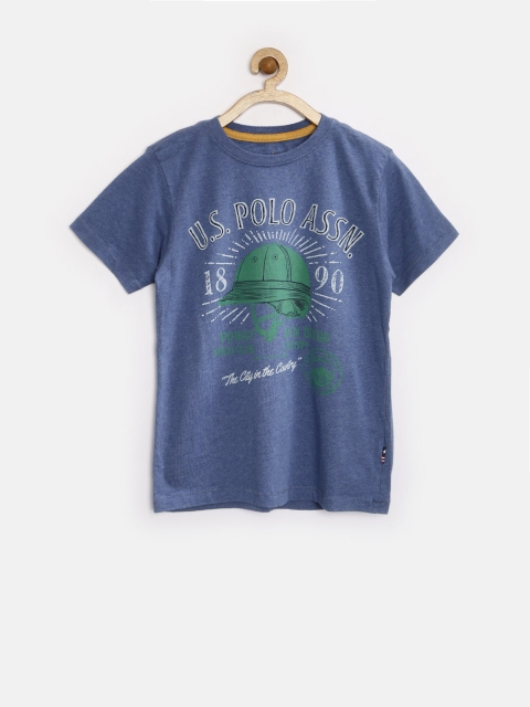 

U.S. Polo Assn. Kids Boys Blue Printed T-shirt
