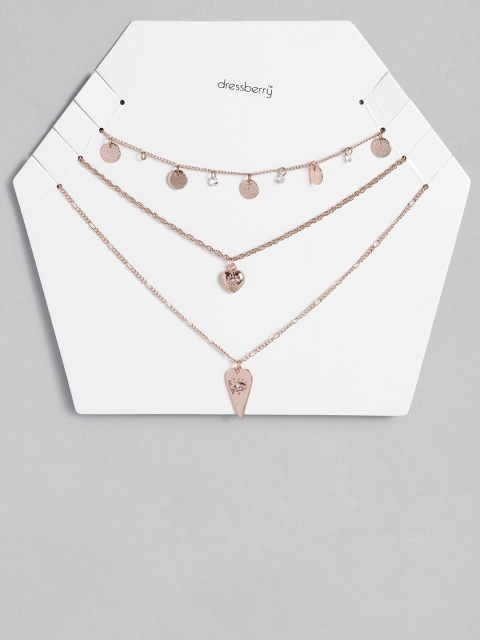 

DressBerry Rose Gold-Plated Studded Layered Chain