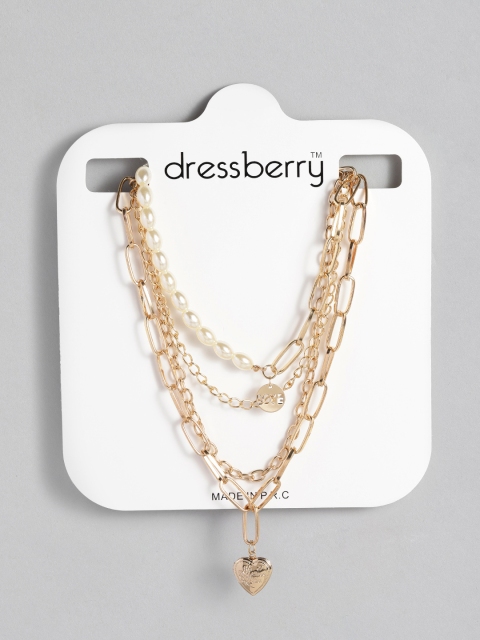 

DressBerry Gold-Plated Beaded Layered Necklace