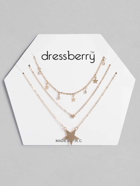 

DressBerry Gold-Plated Star Charm Layered Chain