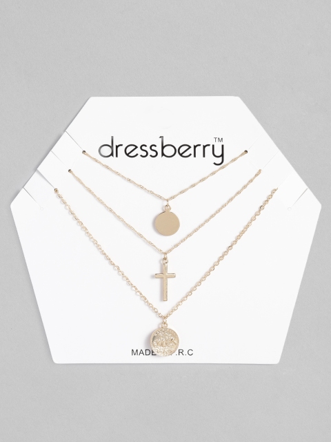 

DressBerry Rose Gold-Toned Pendant with Layered Chains