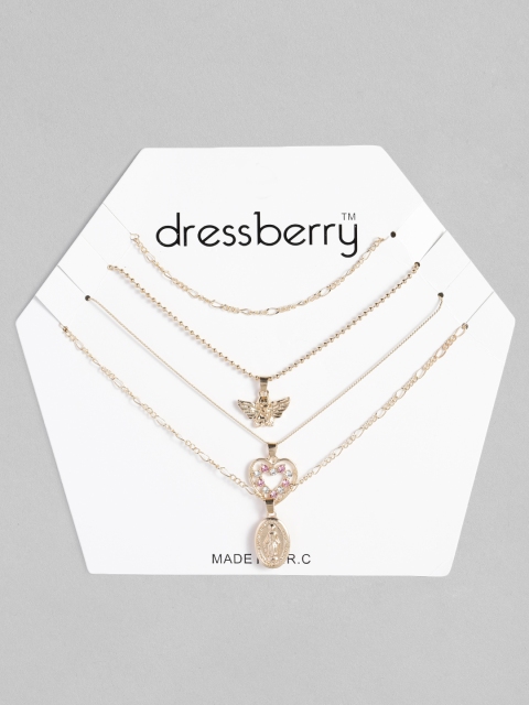 

DressBerry Gold-Plated Studded Layered Chain