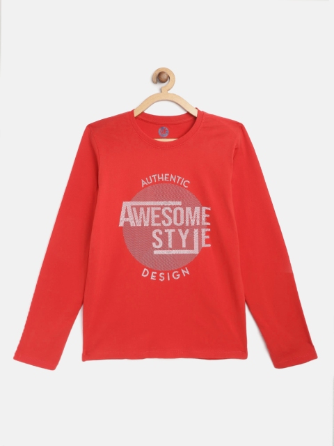 

YK Boys Red Printed Round Neck T-shirt